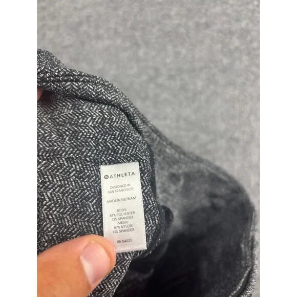 Athleta Tight Crop Pants Leggings Women's XS Black White 2 Zip Pockets Slit Hem - Picture 8 of 8